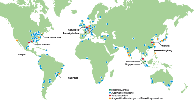 Standorte der BASF (Weltkarte)