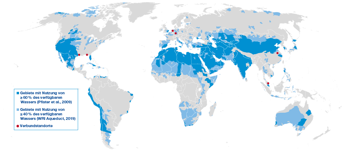 Wasserstressgebiete weltweit (Weltkarte)