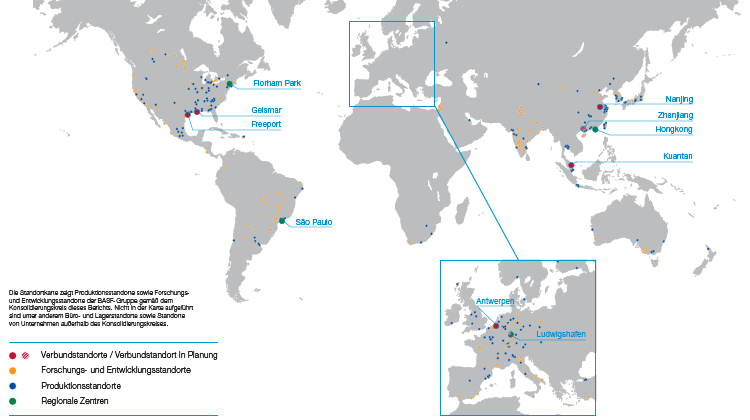 Standorte von BASF (Weltkarte)